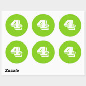 Numéro quatre grands autocollants verts ronds par  (Feuille)