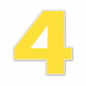 Numéro quatre Sticker or et blanc (Devant)
