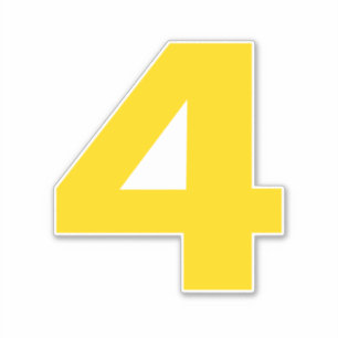 Numéro quatre Sticker or et blanc