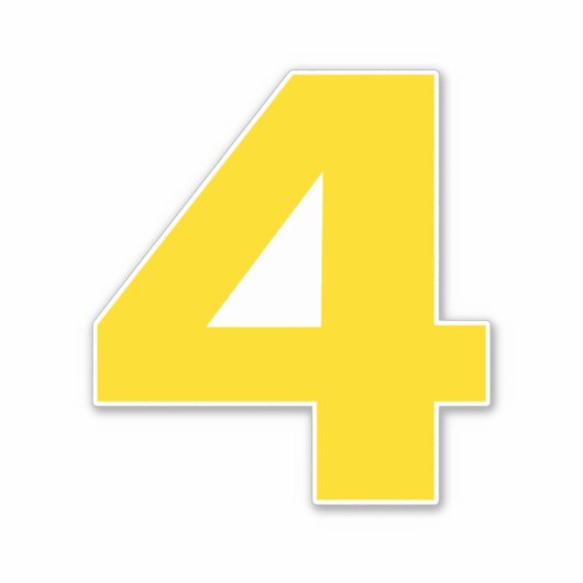 Numéro quatre Sticker or et blanc (Devant)