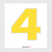 Numéro quatre Sticker or et blanc (Feuille)