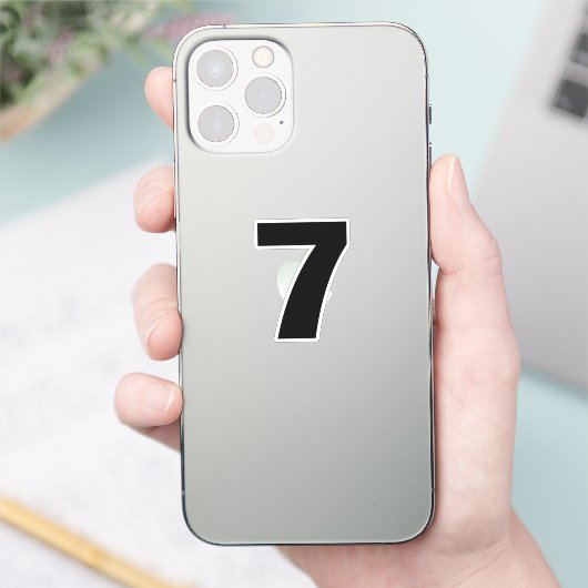 Numéro sept Sticker noir et blanc (Téléphone)