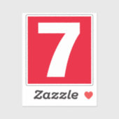 Numéro sept Sticker rouge et blanc (Feuille)
