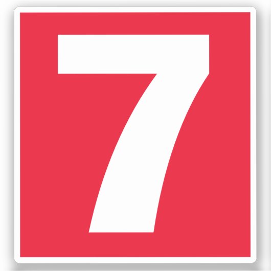 Numéro sept Sticker rouge et blanc (Recto)