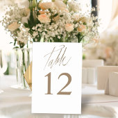 Numéro simple de table or et blanc