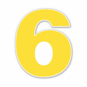 Numéro six Sticker or et blanc