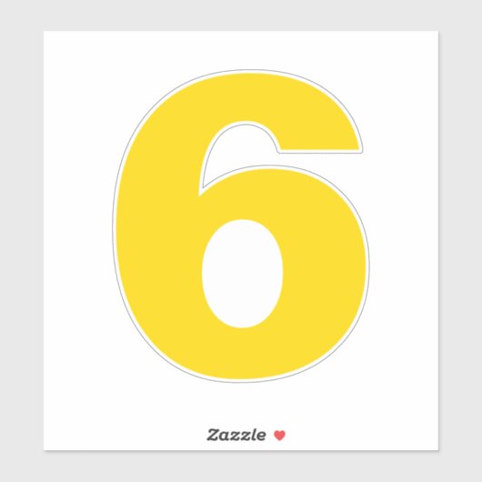 Numéro six Sticker or et blanc (Feuille)