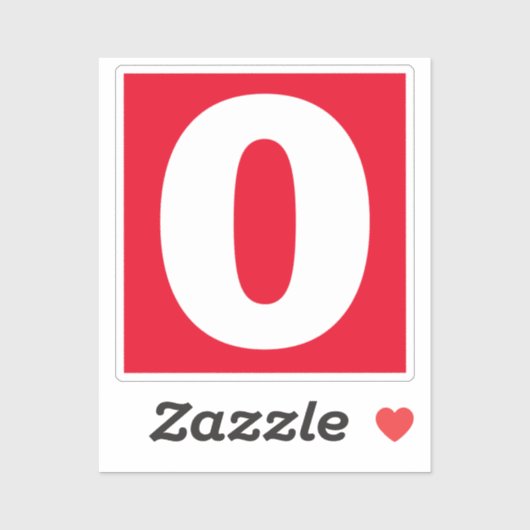 Numéro Sticker rouge et blanc zéro (Feuille)