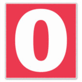 Numéro Sticker rouge et blanc zéro (Devant)