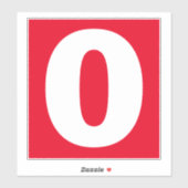 Numéro Sticker rouge et blanc zéro (Feuille)