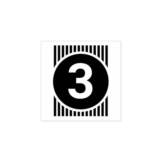 "Numéro stylisé 3" tampon en caoutchouc (Impression)