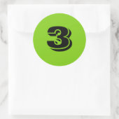 Numéro trois gros stickers verts ronds par Janz (Sac)