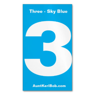 Numéro trois Magnet Carte de visite bleu ciel