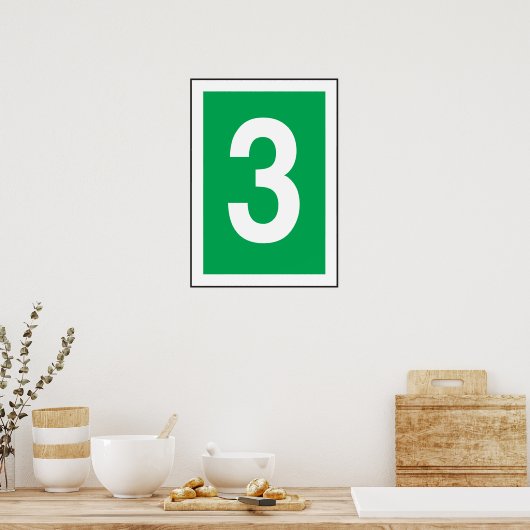 Numéro Trois Poster Blanc Et Vert (Cuisine)
