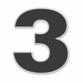 Numéro trois Sticker noir et blanc (Devant)