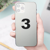 Numéro trois Sticker noir et blanc (Téléphone)