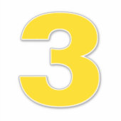 Numéro trois Sticker or et blanc (Devant)