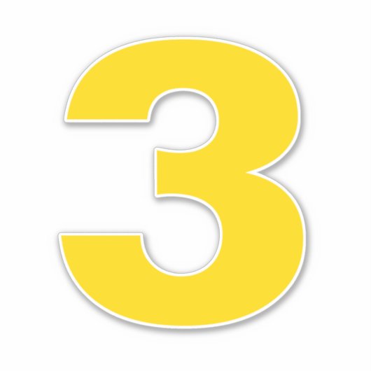 Numéro trois Sticker or et blanc (Devant)