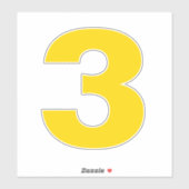 Numéro trois Sticker or et blanc (Feuille)