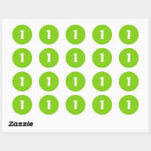Numéro un petit Stickers vert rond par Janz (Feuille)