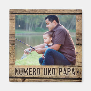 Numero Uno Papa in rustieke Wood-Framed foto Magneet
