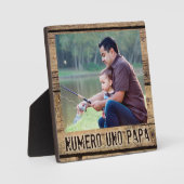 NUMERO UNO PAPA Rustic Wood vader foto Fotoplaat (Voorkant)
