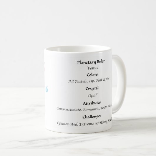 Numérologie 6 Mug (Devant droit)