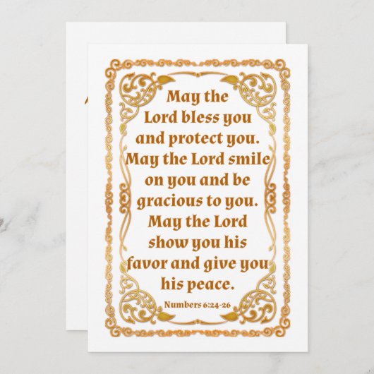 Numéros 6:24-26 Carte de remerciements plat (Devant / Derrière)