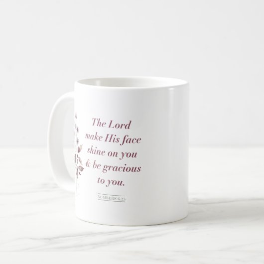 Numéros 6:25, Bible Verse Print, Mug (Devant gauche)