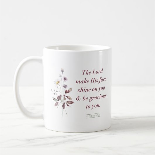 Numéros 6:25, Bible Verse Print, Mug (Gauche)