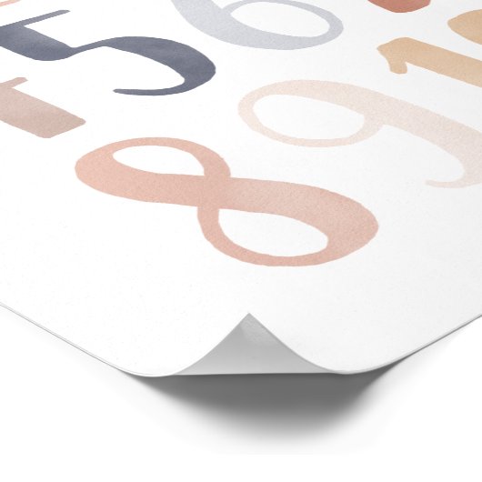 Numéros d'aquarelle neutres Poster de la pépinière (Coin)