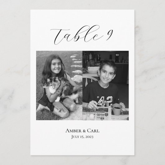 Numéros de carte de table de mariage de photos d'e (Devant)