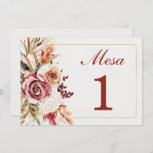 Numeros de Mesa para Bodas Menu (Voorkant / Achterkant)