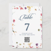Numéros de table à code QR floral botanique élégan (Devant)