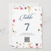 Numéros de table à code QR floral botanique élégan (Dos)