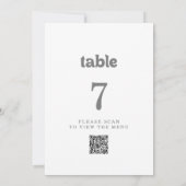 Numéros de table à code QR simple formels (Dos)
