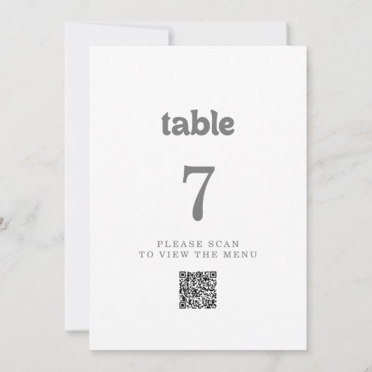Numéros de table à code QR simple formels (Dos)