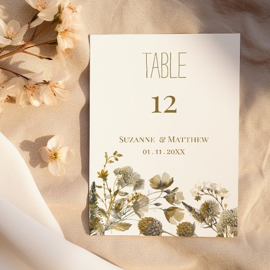 Numéros de table à fleurs jaune foncé ivoire blanc