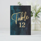 Numéros de table à l'aquarelle bleue marine et or (Debout devant)