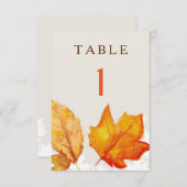 Numéros de table à l'aquarelle de feuilles d'autom (Devant / Derrière)