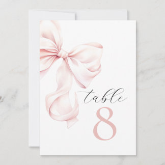 Numéros de table à ruban rose élégant