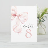 Numéros de table à ruban rose élégant (Debout devant)