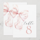 Numéros de table à ruban rose élégant (Devant / Derrière)