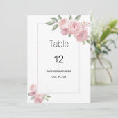 Numéros de table à thème botanique pastel rose aqu (Debout devant)