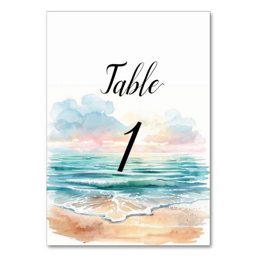Numéros de table à thème marin en aquarelle modern (Par défaut)