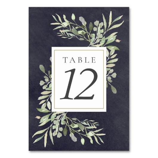 Numéros de table ardoise à verdure aquarelle (Dos)