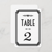 Numéros de table Art Déco blanc et noir simples (Devant / Derrière)