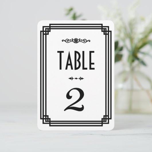 Numéros de table Art Déco blanc et noir simples (Debout devant)