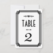 Numéros de table Art Déco blanc et noir simples (Devant)