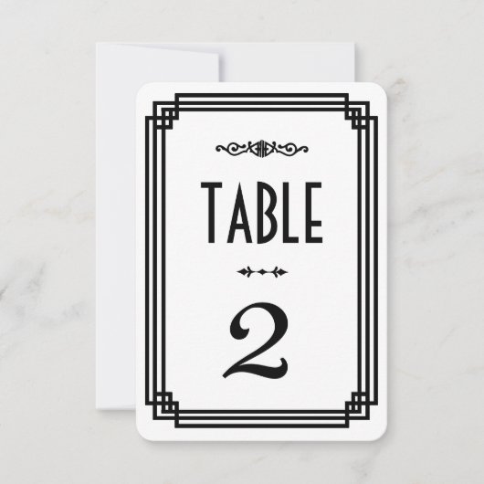 Numéros de table Art Déco blanc et noir simples (Devant)